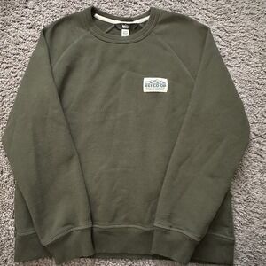 REI Co-Op Men's Logo Patch Crewneck Sweatshirt Medium Pullover Green Hike Camp